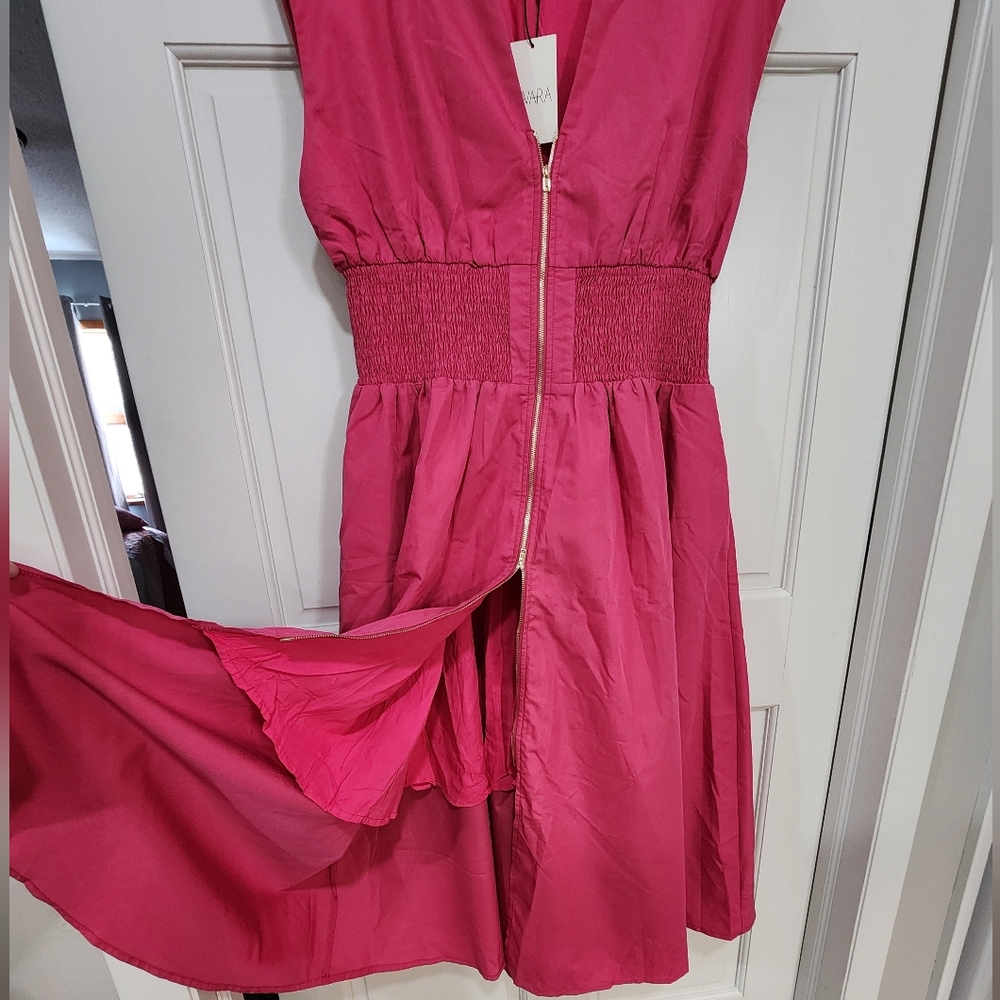Evette Magenta Pink Zip Front Midi Dress By Avara. - Picture 8 of 13